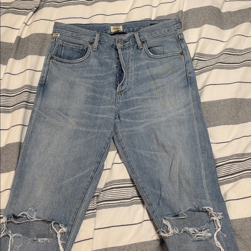Citizens Of Humanity Light Blue Distressed High Rise classic fit  Jeans